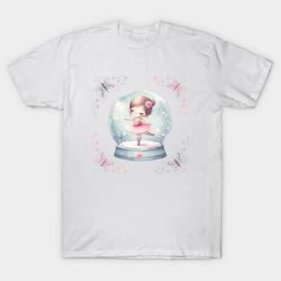 Coquette Ballerina in a Snow Globe T-Shirt